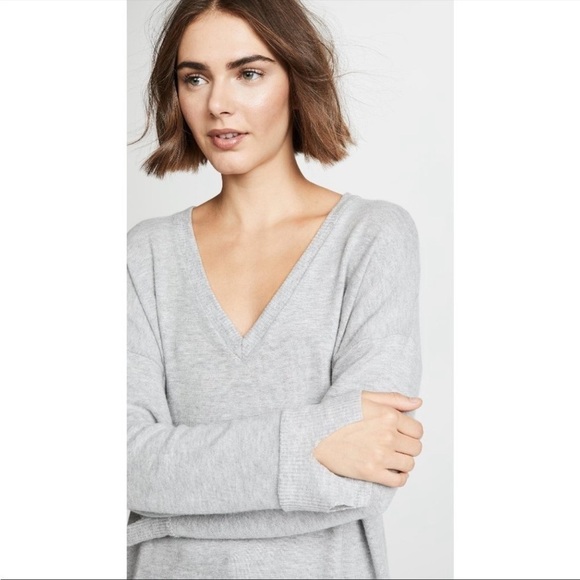LNA Brushed Bitten Sweater | Gray Longsleeve V Neck Top Medium - Picture 5 of 11